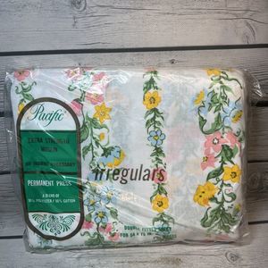 VINTAGE PACIFIC MUSLIN Fitted SHEET Floral Double 54x75